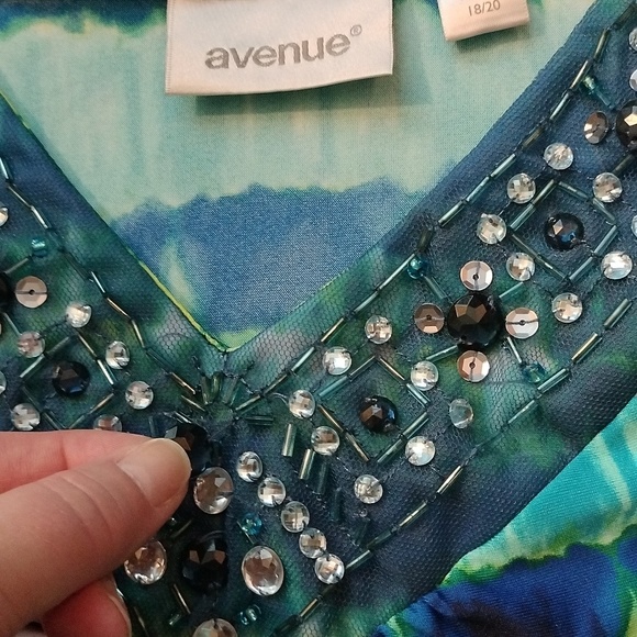 Women's green and blue plus size Avenue top size 18/20 - Picture 3 of 4